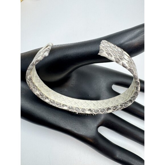 Snake Skin Baroque Pearl Marcasite Thin Cuff Bracelet Pretty Bracelet For Ladies - Picture 6 of 10